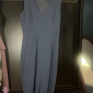 White House Black Market Sleeveless V-Neck Midi Dress in Blue